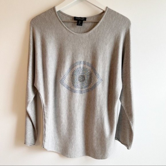 Rachel Zoe Rhinestone Evil Eye Sweater 